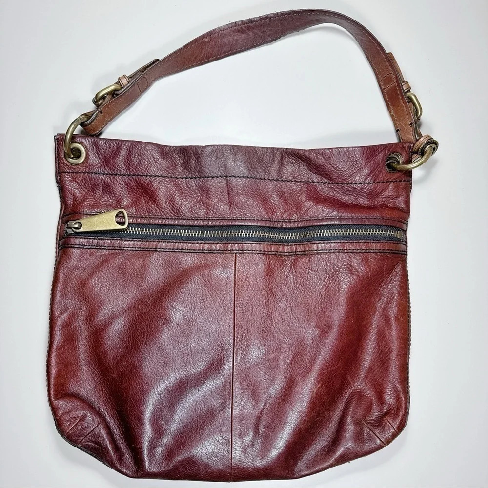 Fossil Women’s Long Live Vintage Leather Explorer Hobo Bag Dark Brown - Picture 8 of 15